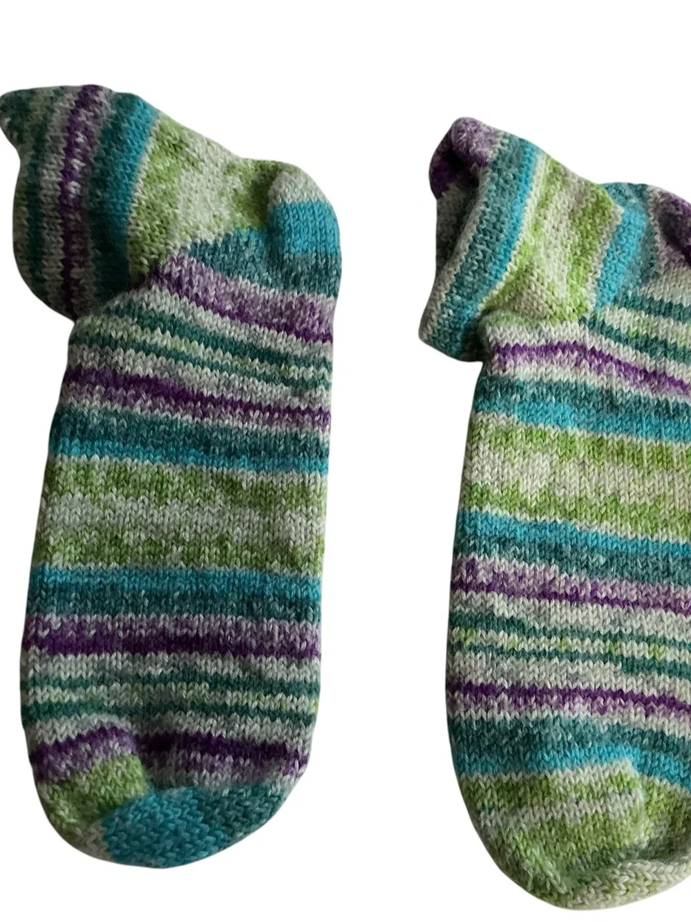 Sybil Shorties handcrafted purple green wool blend below ankle socks 7-8.5 NWT
